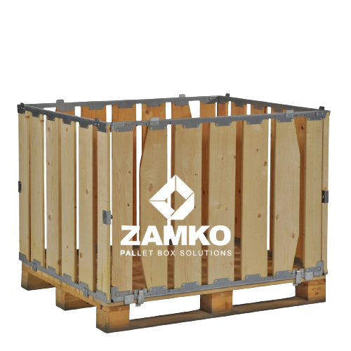 Wooden Pallet Boxes - Pallet Box -4 detachable walls with wide planks - Zamko B.V.