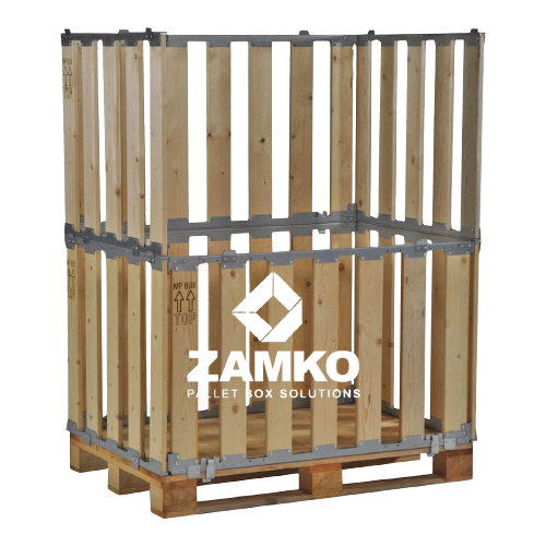 Pallet box, 8 detachable walls (700mm + 700mm high) - Wooden Pallet Boxes - Zamko B.V.