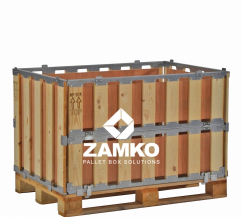 Pallet Box -4 walls incl. 1 hinged gate; fixed plywood liner - Zamko B.V.
