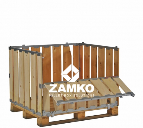 Pallet Box -4 detachable walls incl. 1 hinged gate. Wide planks - Zamko B.V.