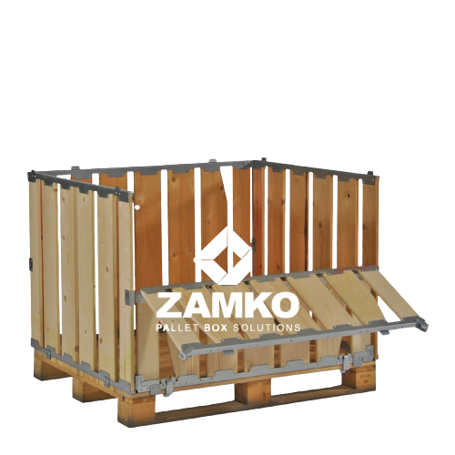 Zamko B.V. - Wooden Pallet Boxes Pallet Box -4 detachable walls incl. 1 hinged gate. Wide planks