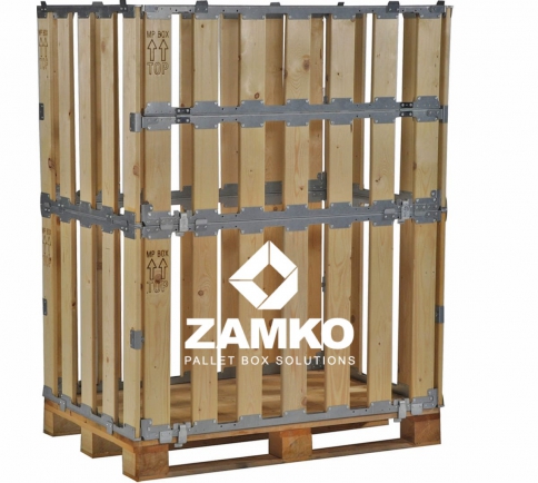 Pallet Box -8 detachable walls (700+700) with 1 hinged gate - Zamko B.V.