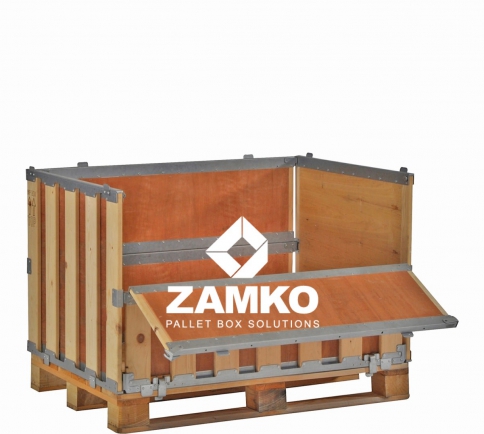 Pallet Box -4 walls incl. 2 hinged gates; fixed plywood liner - Zamko B.V.