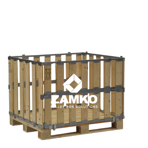 Wooden Pallet Boxes Pallet Box -4 walls incl. 2 hinged gates - 19 Wooden Pallet Boxes Zamko B.V.