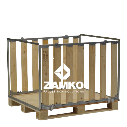 Wooden Pallet Boxes - Pallet Box -4 detachable walls; two short sides open - Zamko B.V.