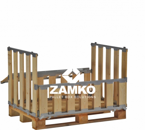 Pallet Box -4 detachable walls with 2 hinged gates on the long sides - Zamko B.V.