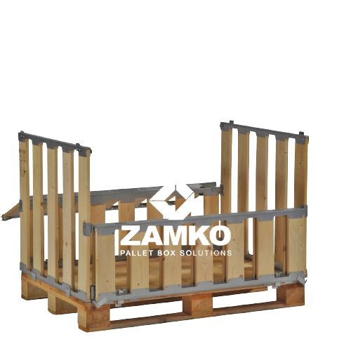  - Pallet Box -4 detachable walls with 2 hinged gates on the long sides - Zamko B.V.