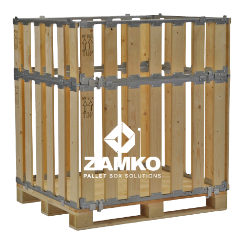 Pallet Box -8 detachable walls (800mm + 400mm high) - Wooden Pallet Boxes - Zamko B.V.