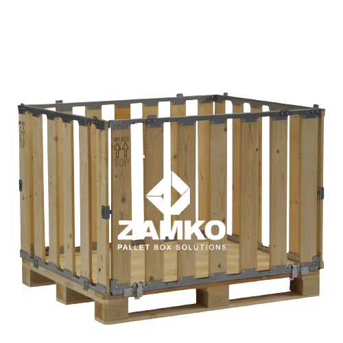  - Pallet Box -4 detachable walls with preparation for hinged gate - Zamko B.V.