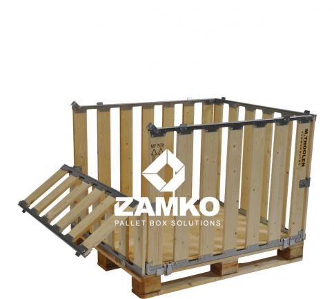 Pallet Box -4 detachable walls with 1 hinged gate on short side - Zamko B.V.
