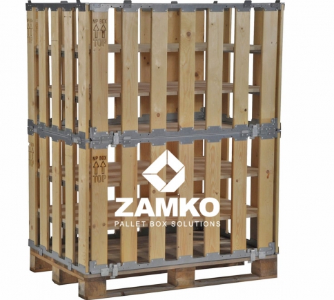 Pallet Box -8 detachable walls (800mm + 800mm high) with shelves - Zamko B.V.