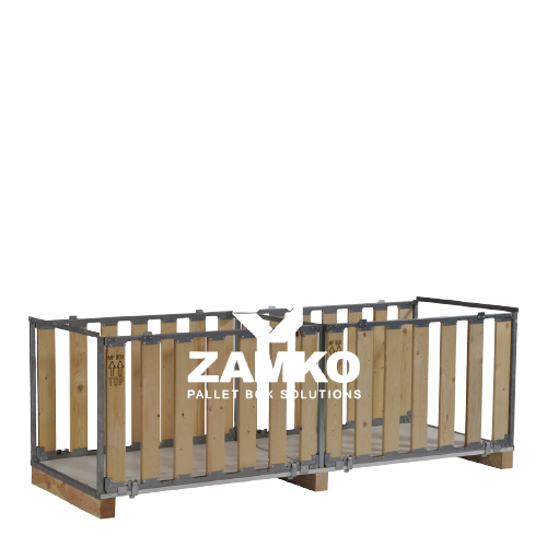 Wooden Pallet Boxes Pallet Box -7 walls for a 240cm pallet, 2 short sides open - 3 Wooden Pallet Boxes Zamko B.V.