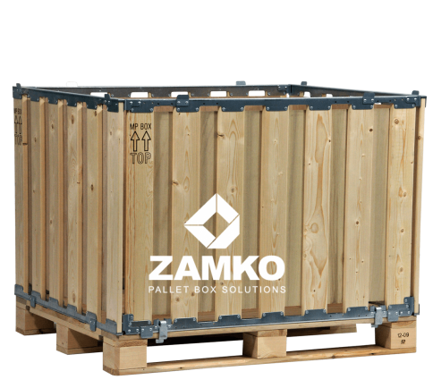 Pallet Box -4 detachable walls and fixed plywood liner - Zamko B.V.