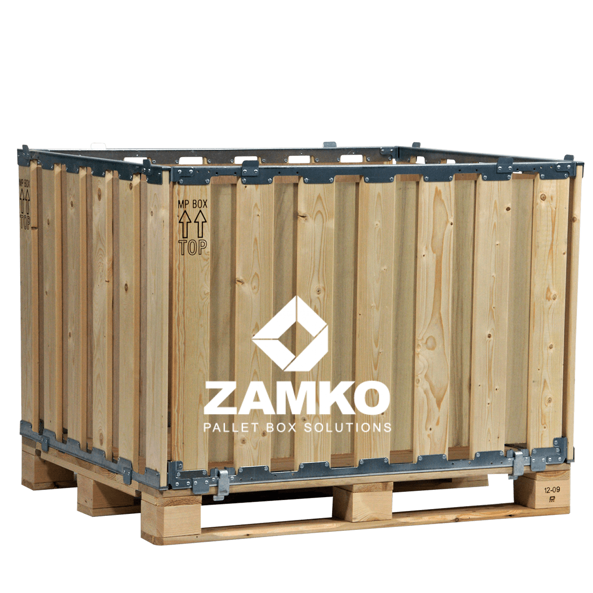Pallet Box -4 detachable walls and fixed plywood liner - Wooden Pallet Boxes - Zamko B.V.