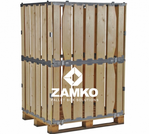 Pallet Box -8 detachable walls (800mm + 800mm) with wide planks - Zamko B.V.