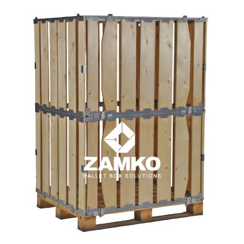 Wooden Pallet Boxes - Pallet Box -8 detachable walls (800mm + 800mm) with wide planks - Zamko B.V.