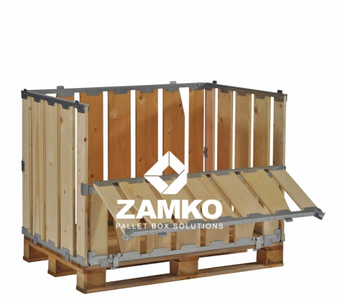 Pallet Box -4 detachable walls incl. 1 hinged gate. Wide planks - Zamko B.V.
