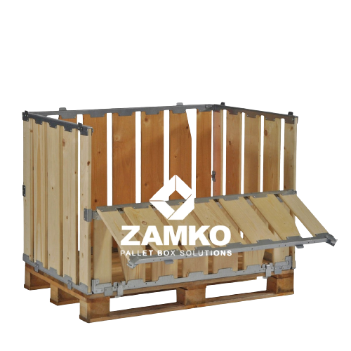  - Pallet Box -4 detachable walls incl. 1 hinged gate. Wide planks - Zamko B.V.