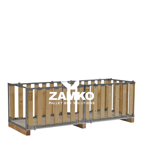 Wooden Pallet Boxes Pallet Box -7 walls for a 240cm pallet, 1 short side open - 7 Wooden Pallet Boxes Zamko B.V.