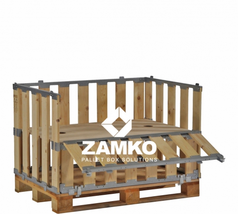 Pallet Box -4 detachable walls incl. 1 hinged gate and shelf - Zamko B.V.