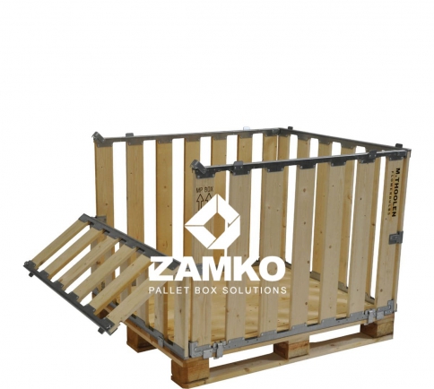 Pallet box -4 detachable walls, 1 hinged gate on short side - Zamko B.V.