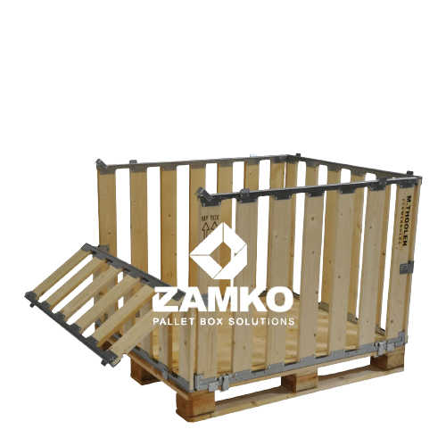 Zamko B.V. - Wooden Pallet Boxes Pallet box -4 detachable walls, 1 hinged gate on short side