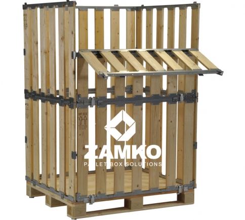 Pallet Box -8 detachable walls (800mm + 800mm) with 1 hinged gate - Zamko B.V.