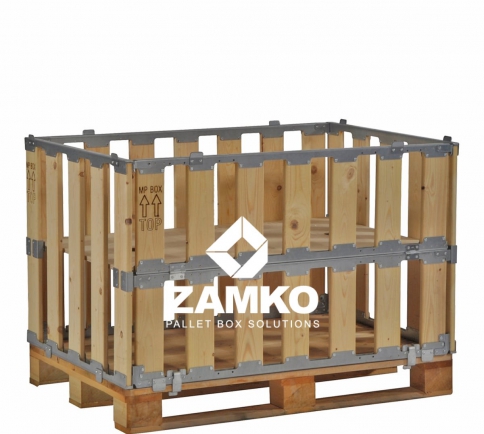 Pallet Box -4 detachable walls incl. 1 hinged gate and 1 shelf - Zamko B.V.