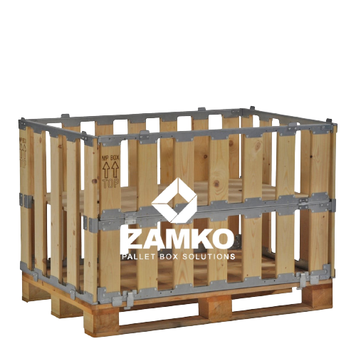 Zamko B.V. - Wooden Pallet Boxes Pallet Box -4 detachable walls incl. 1 hinged gate and 1 shelf
